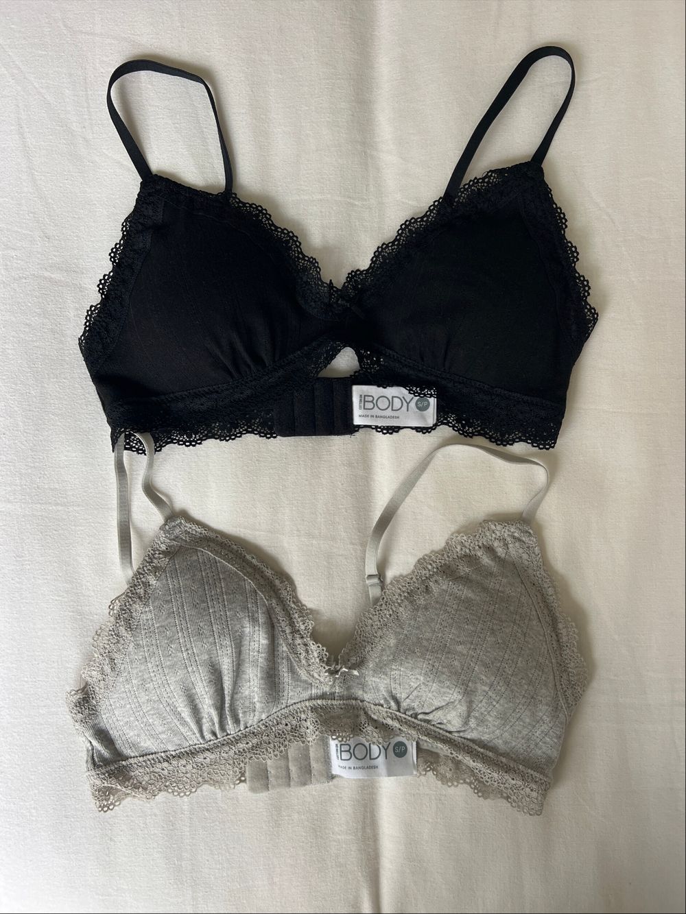 cotton on Body Black and Grey Lace Bras