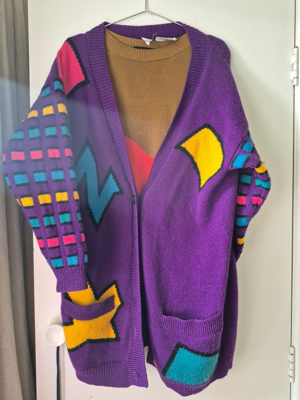 Vintage 90s / Y2k Geo Wool Cardigan - 12 /14 - kozmik & xtasy style
