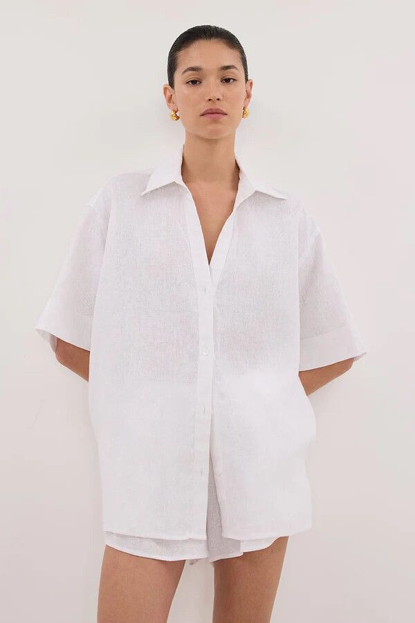 NEW DISSH Helena white linen shirt