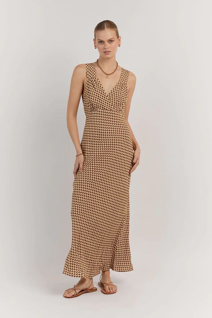 chocolate brown dresses casual Flora Satin Maxi Dress main image 0