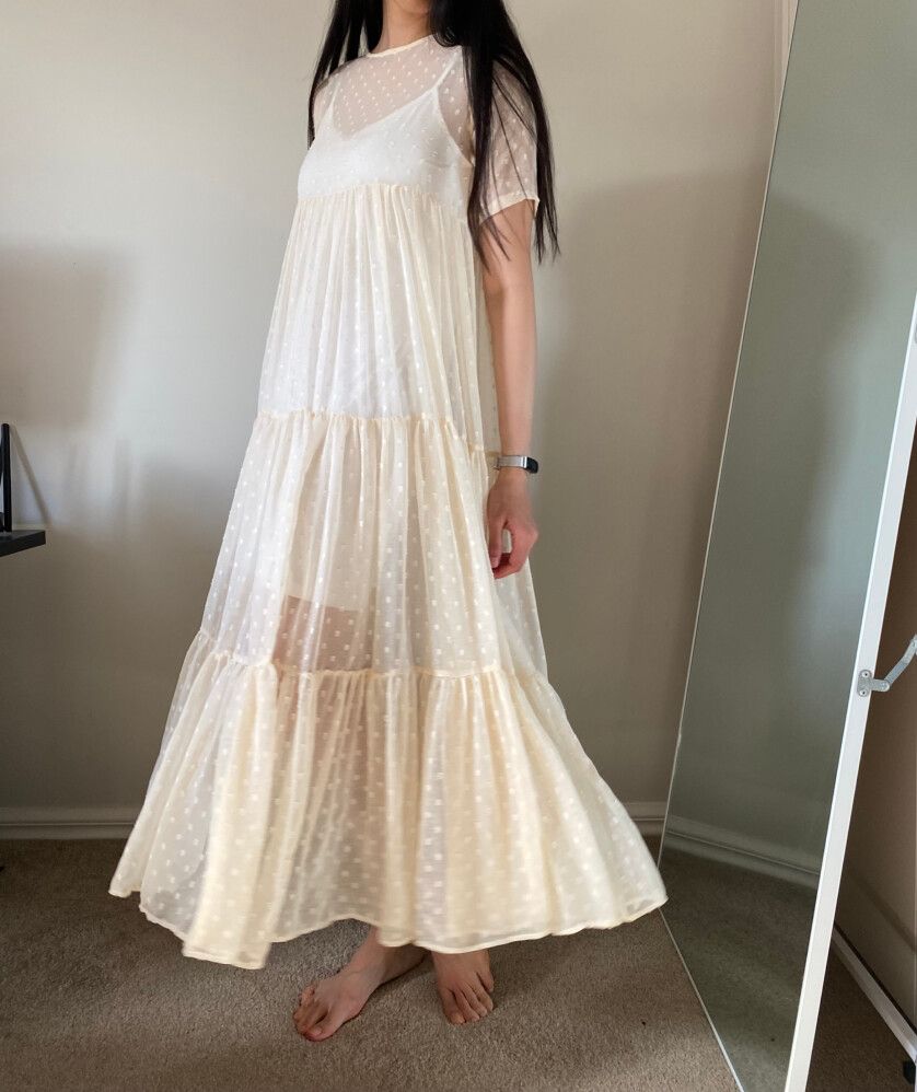 Zara White Sheer Maxi Dress