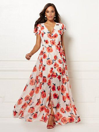 Eva Mendes - Eva Mendes Floral Maxi Wrap Dress on Designer Wardrobe