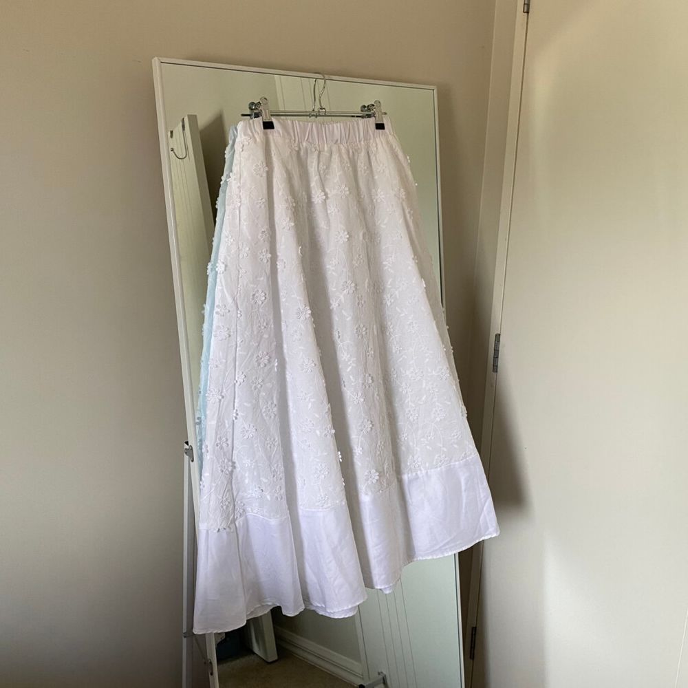 White Floral Midi Skirt