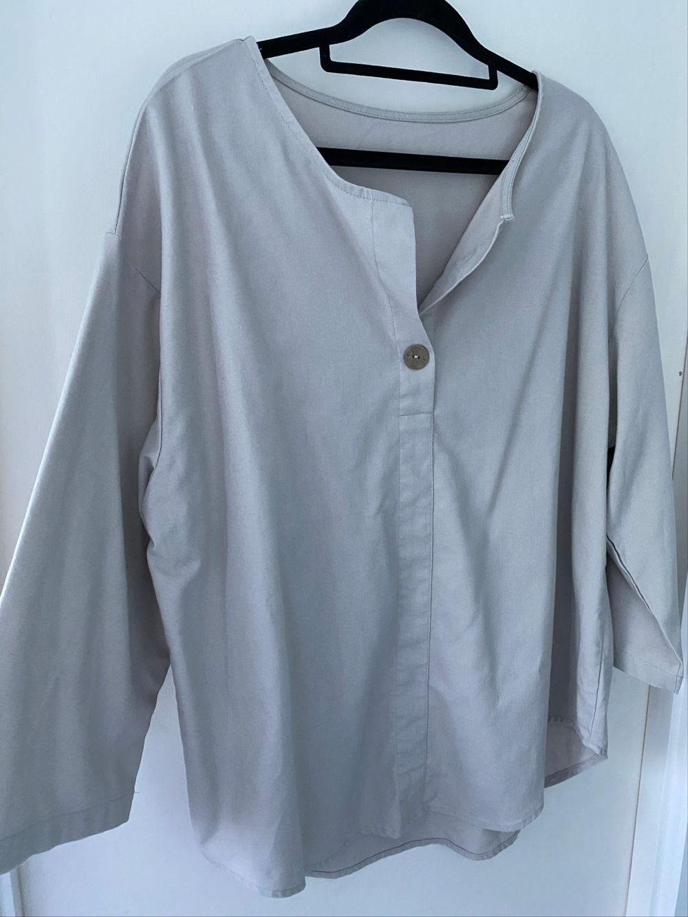 Grey Linen Cotton Blend Top