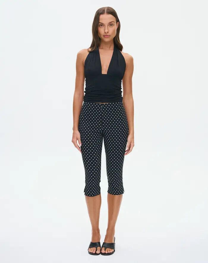 Glassons Black Polka Dot Cropped Pants