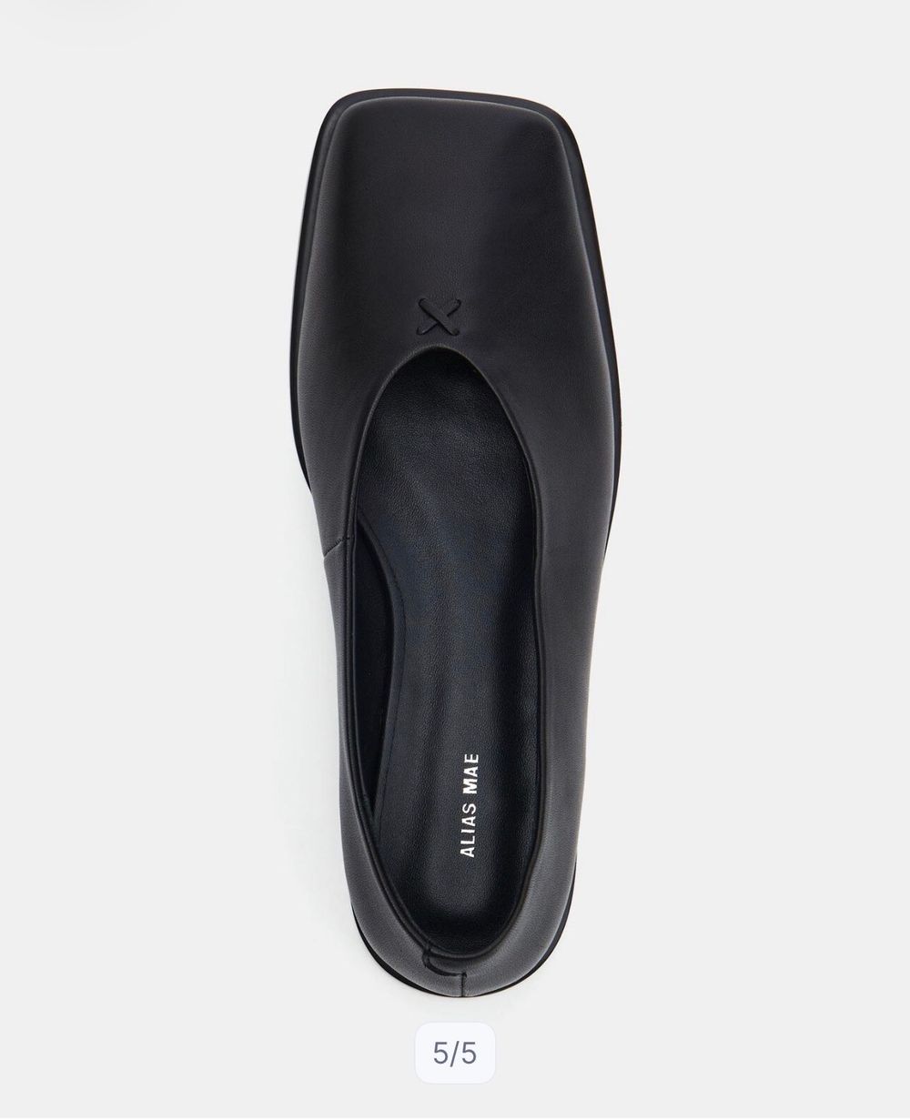 Alias Mae Black Leather Jade Flats
