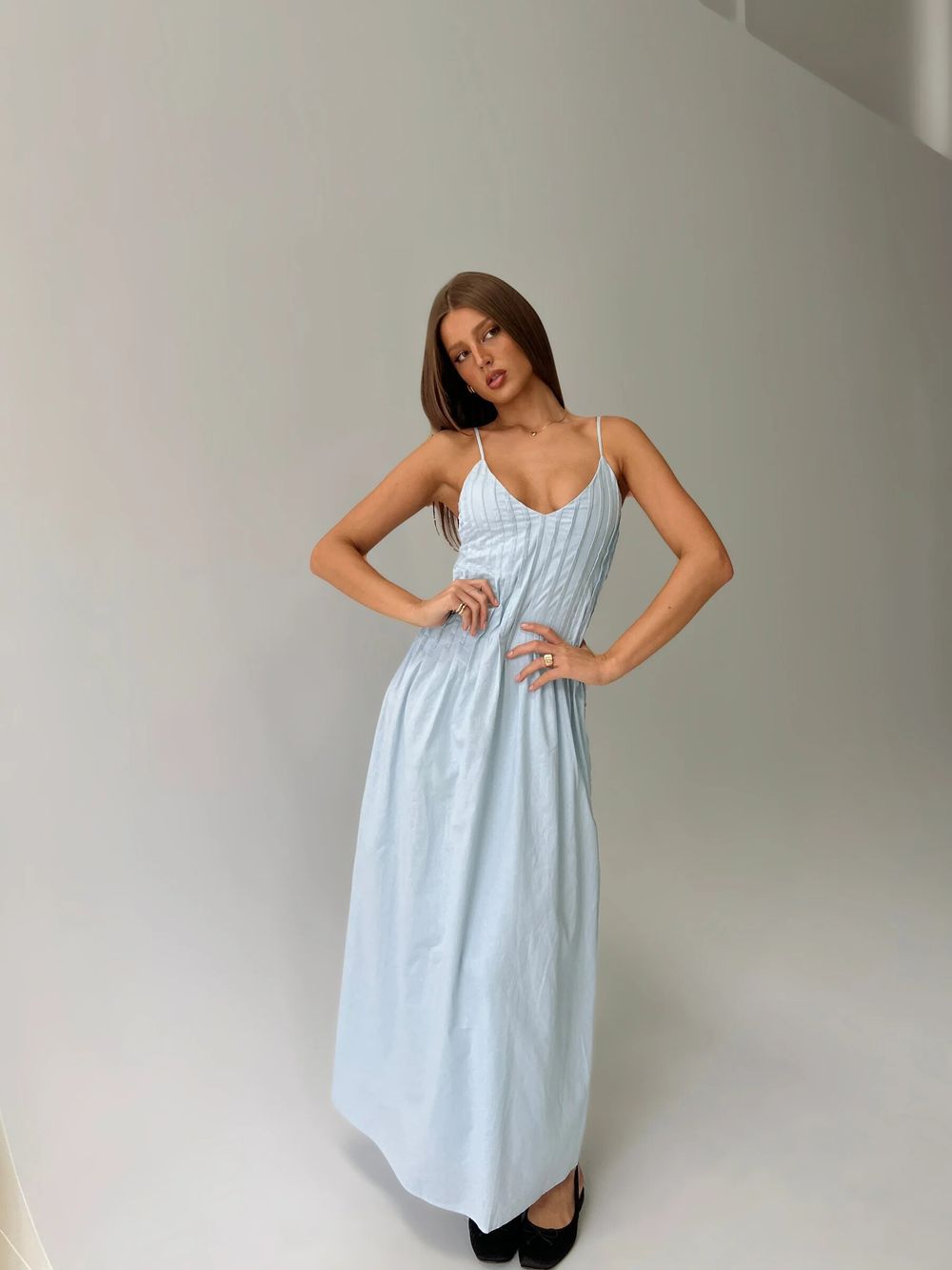 Princess Polly - Adriela Pleat Maxi Dress Blue on Designer Wardrobe