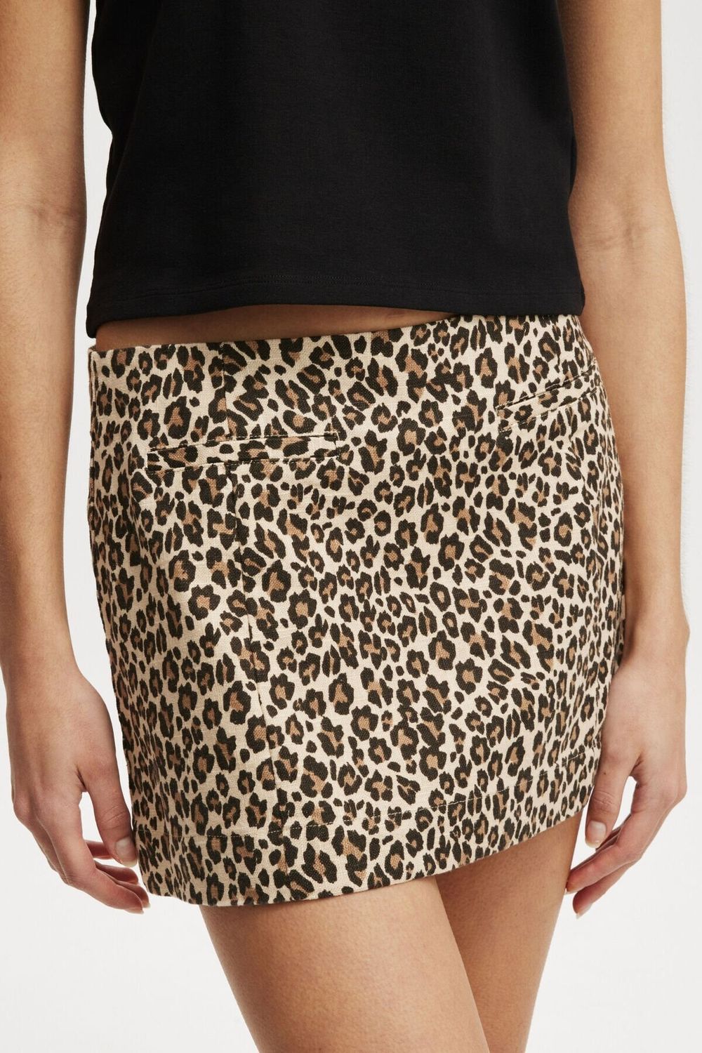 Sienna Linen Cotton Mini Skirt – Leopard