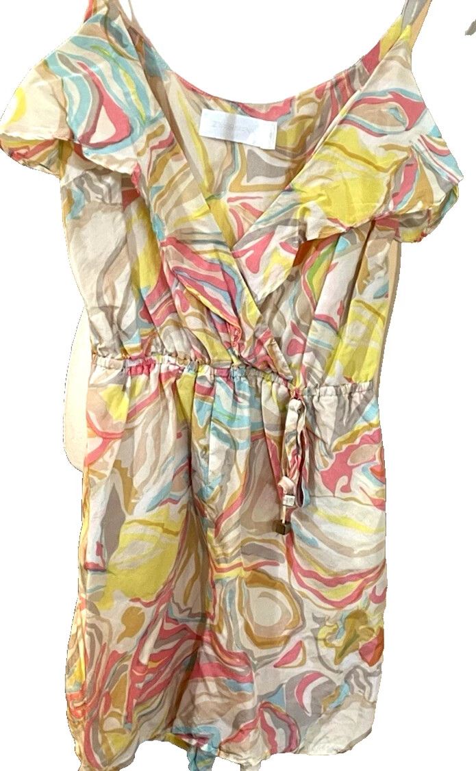 Zimmermann Playsuit Romper Wrap Top Pastel 100% Silk Jumpsuit Size 0