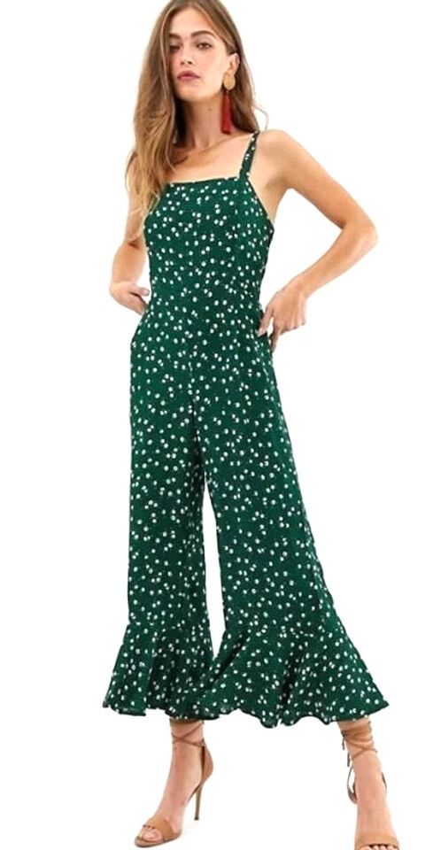 Faithful The Brand Emerald Green Lea Bettina Floral Jumpsuit Size 8 RRP$189