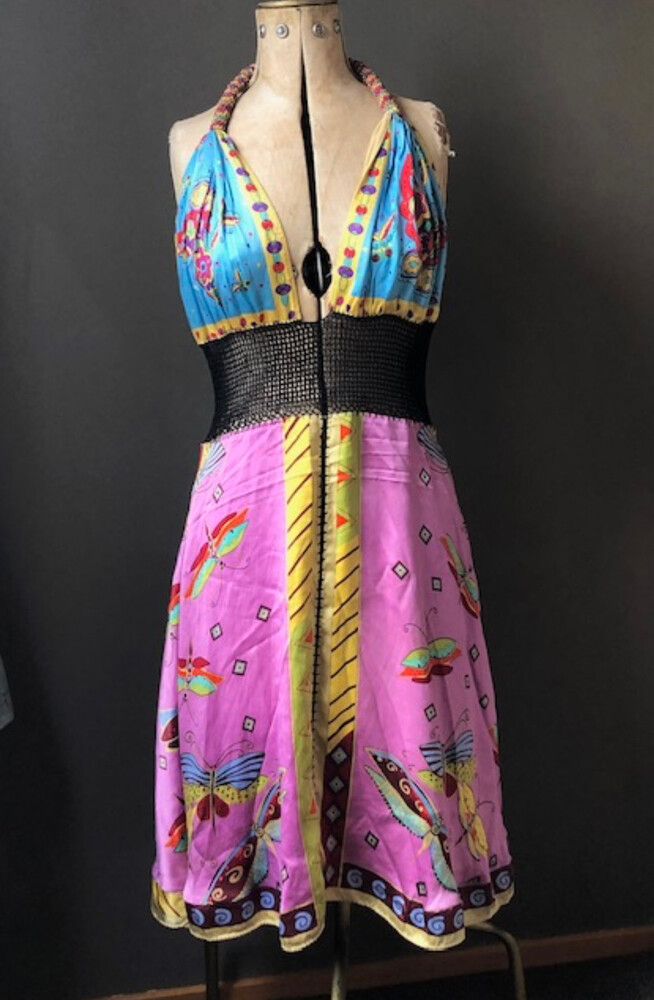 Butterfly Print Halter Neck Dress
