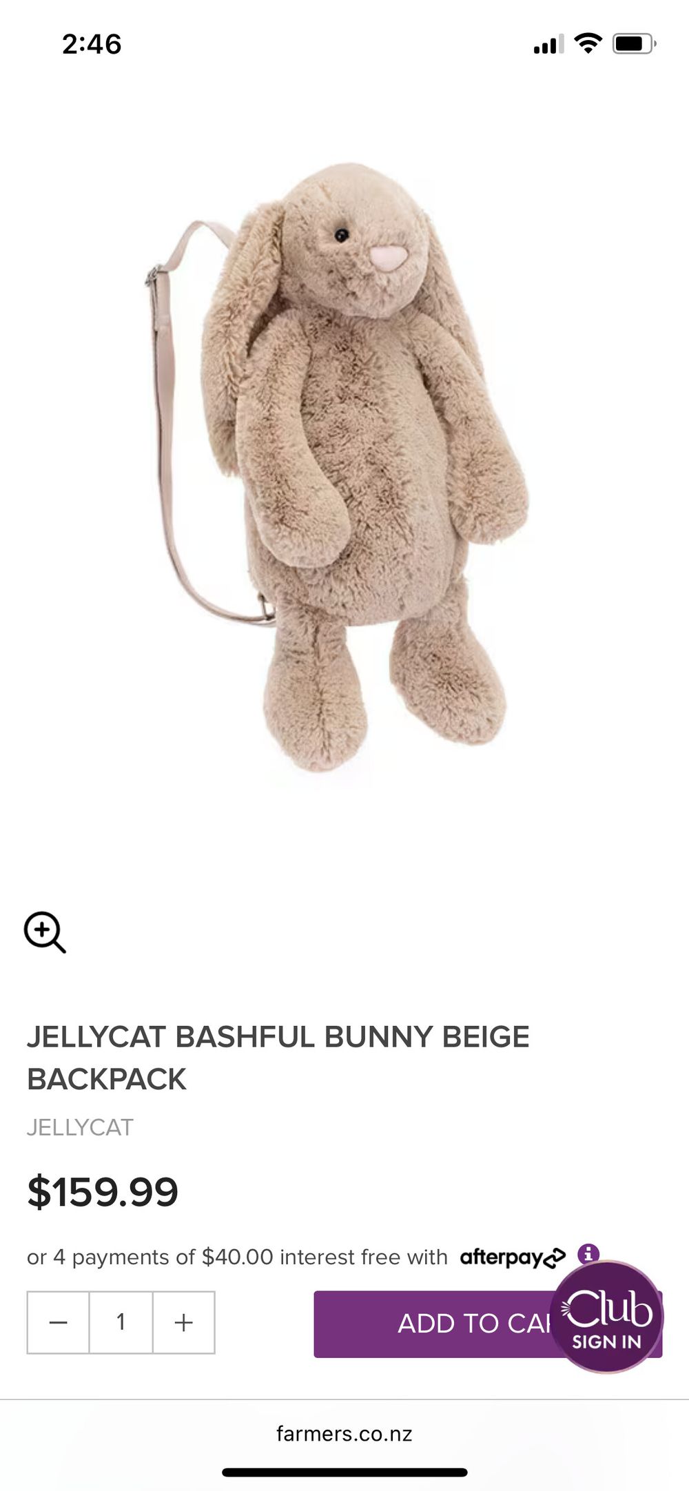 Jellycat Bashful Bunny Backpack