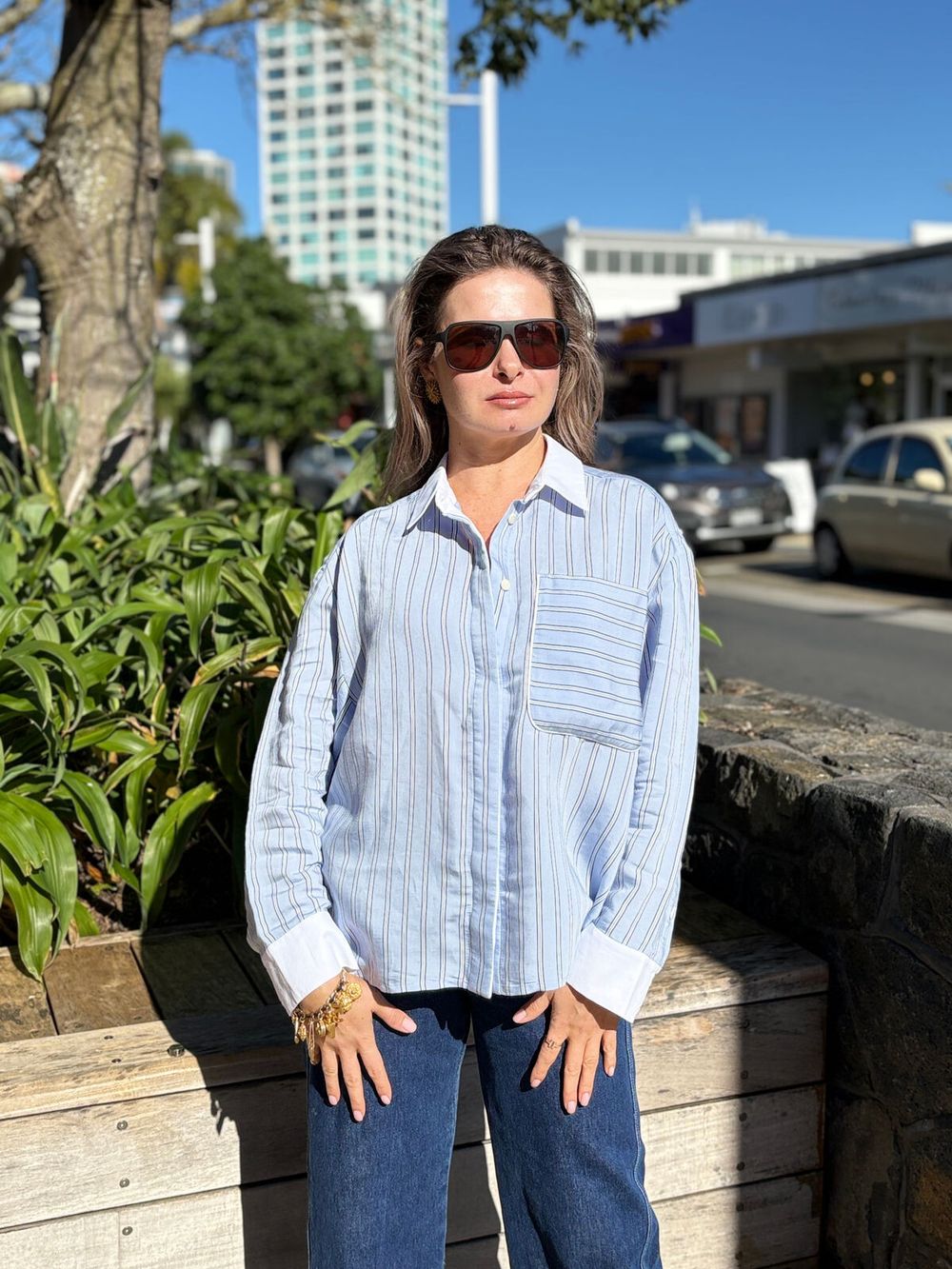 Husk Blue Striped Shirt