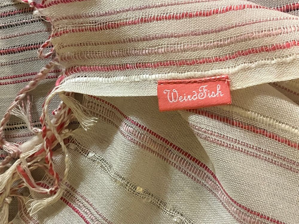 Weird Fish pink and cream striped scarf