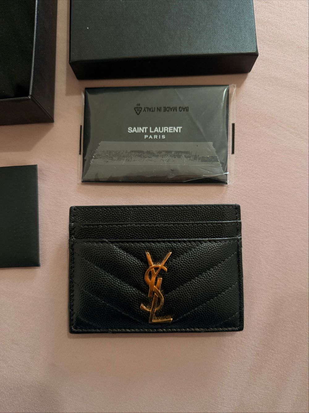 Saint Laurent Black Quilted Card Holder