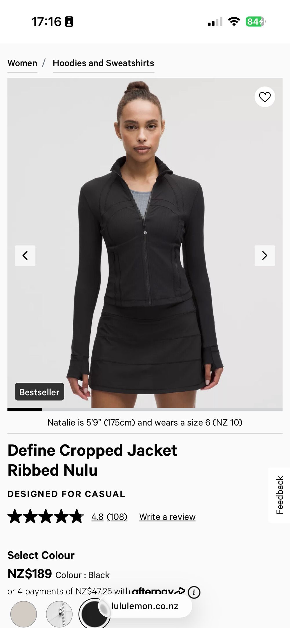 Lululemon Black Define Cropped Jacket