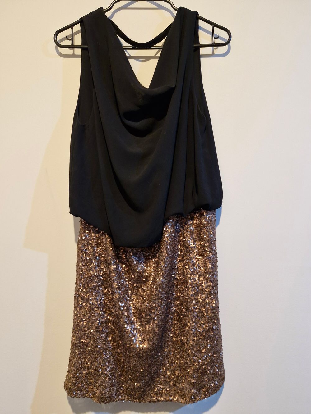 Copper/bronze sequin dress.