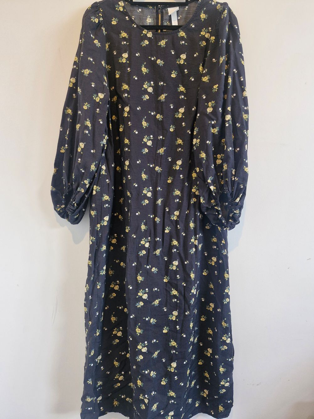 chinese dress ladies H&M Divided Black Floral Ruffle Long Sleeve Tiered Midi Blouson A-Line  Dress 2