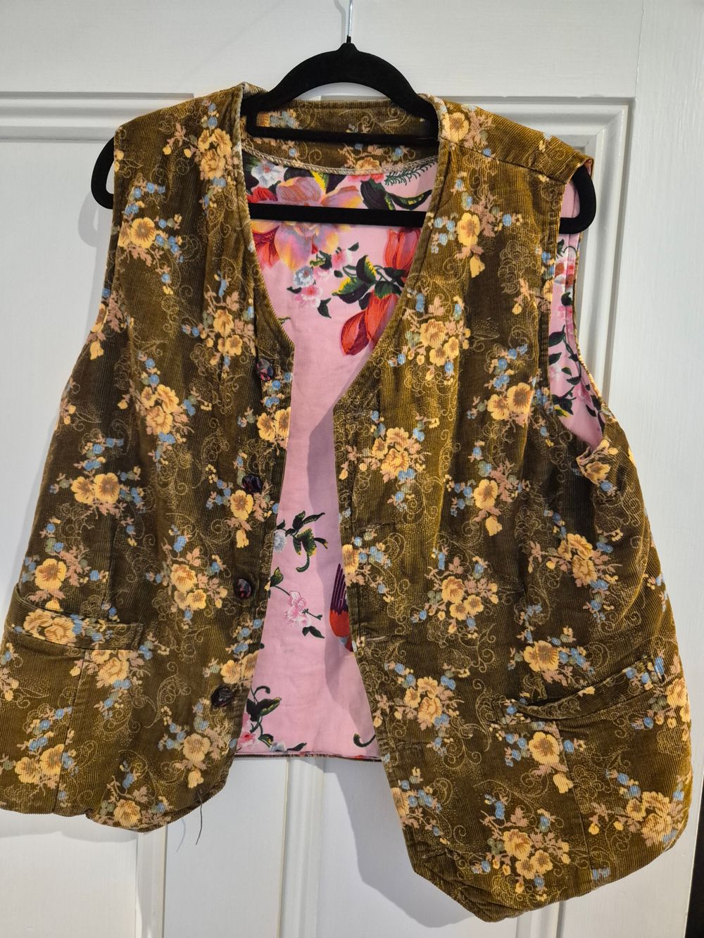 Brown Floral Corduroy Vest