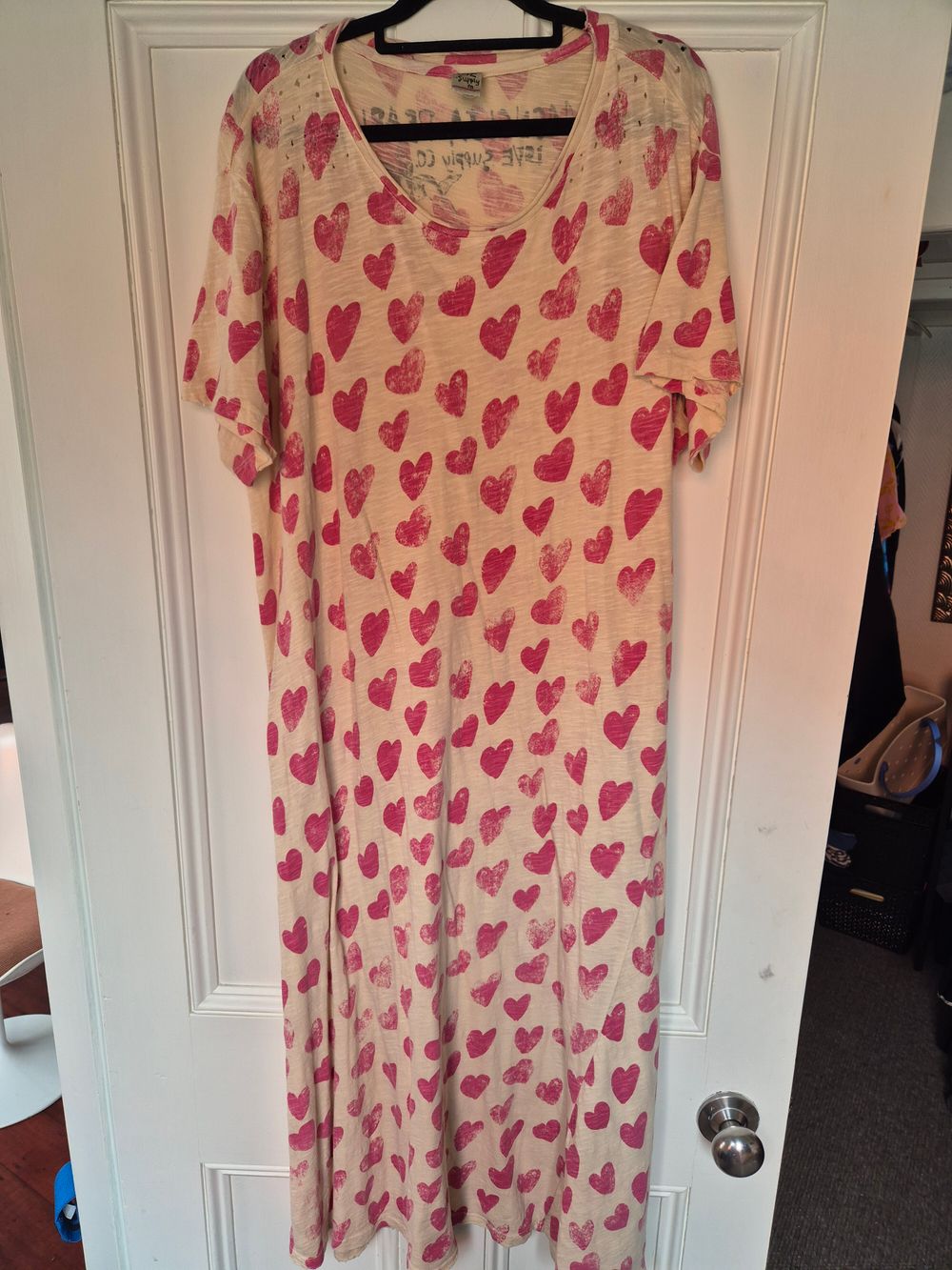 Magnolia Pearl Beige and Pink Heart Print Dress
