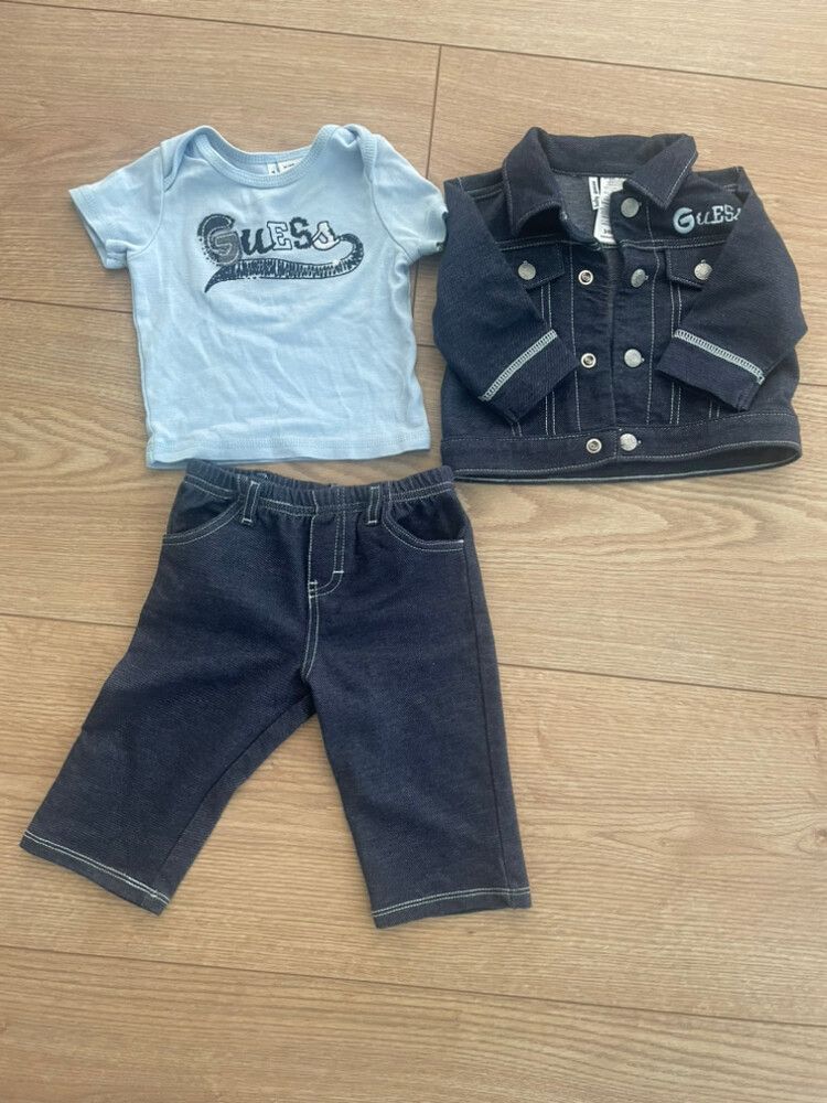 Guess Baby boy Soft Denim Jacket, Jeans And T-shirt 3-6 Mths