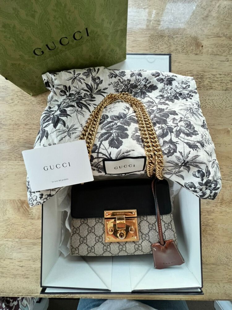 Gucci Small GG Supreme Padlock Crossbody Bag