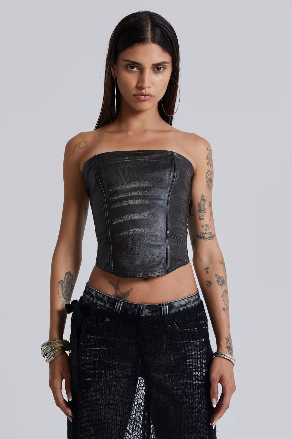 Jaded London - Ash Faux Leather Corset on Designer Wardrobe