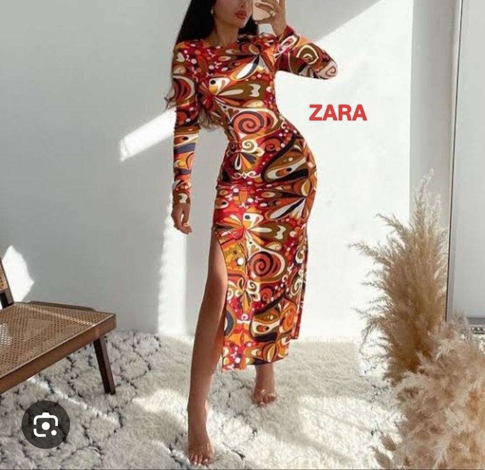 brandnew Zara Multicolour Psychedelic Print Midi Dress