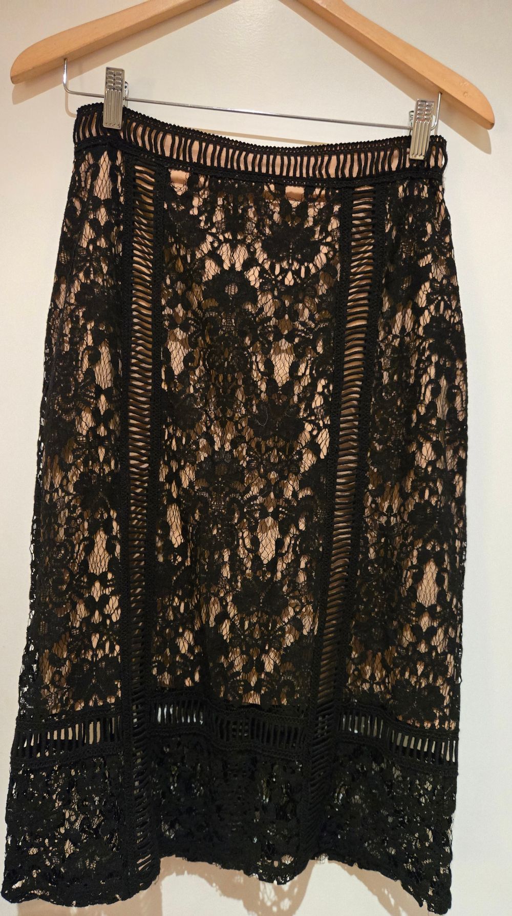 Grace Hill Black Lace Midi Skirt – Size 10