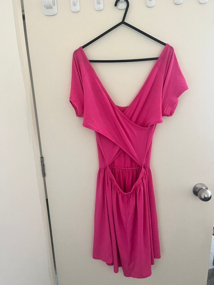 garage pink dress Morgan mesh ruched cami dress from garage , Size