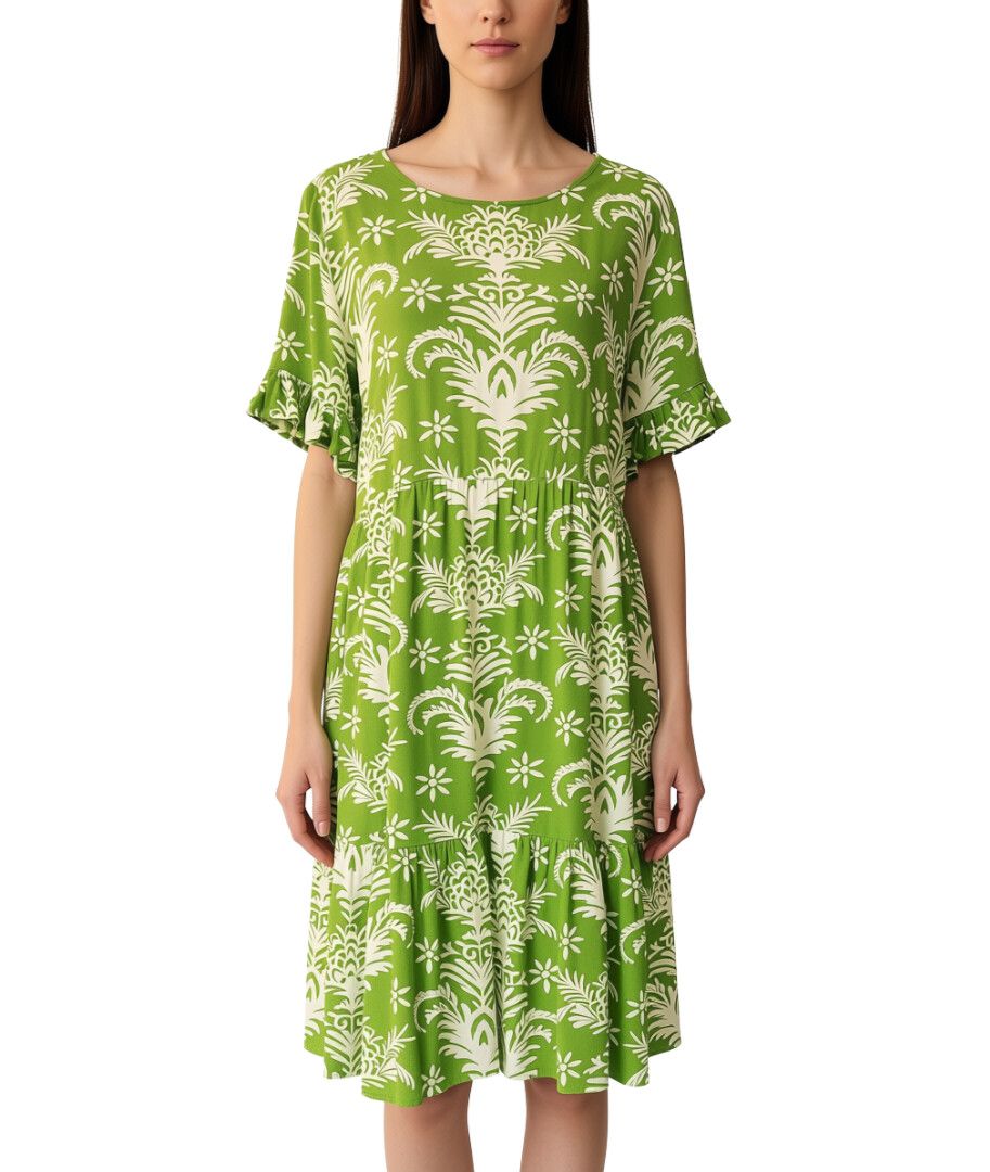 Lemon Tree Design Green Floral Midi Dress
