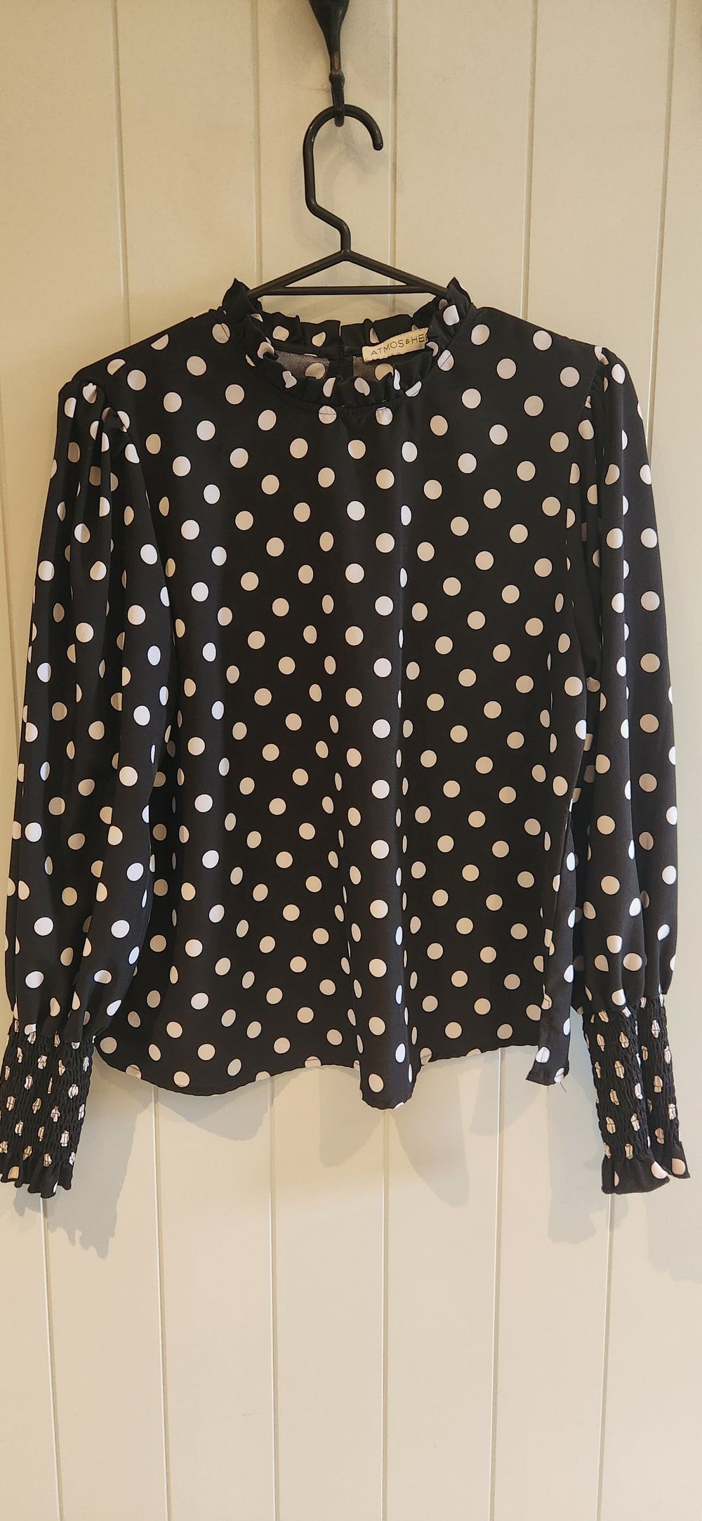 Atmos&Here Black White Polka Dot Top