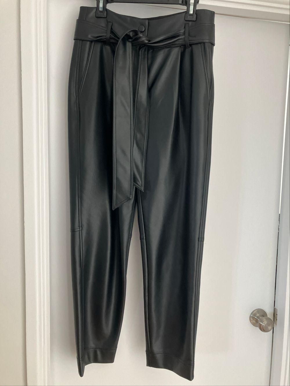 faux leather black pants 10