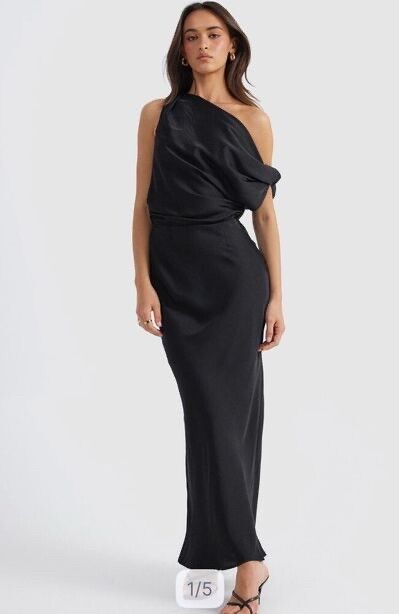 SNDYS Calissa Maxi Dress Black One-Shoulder