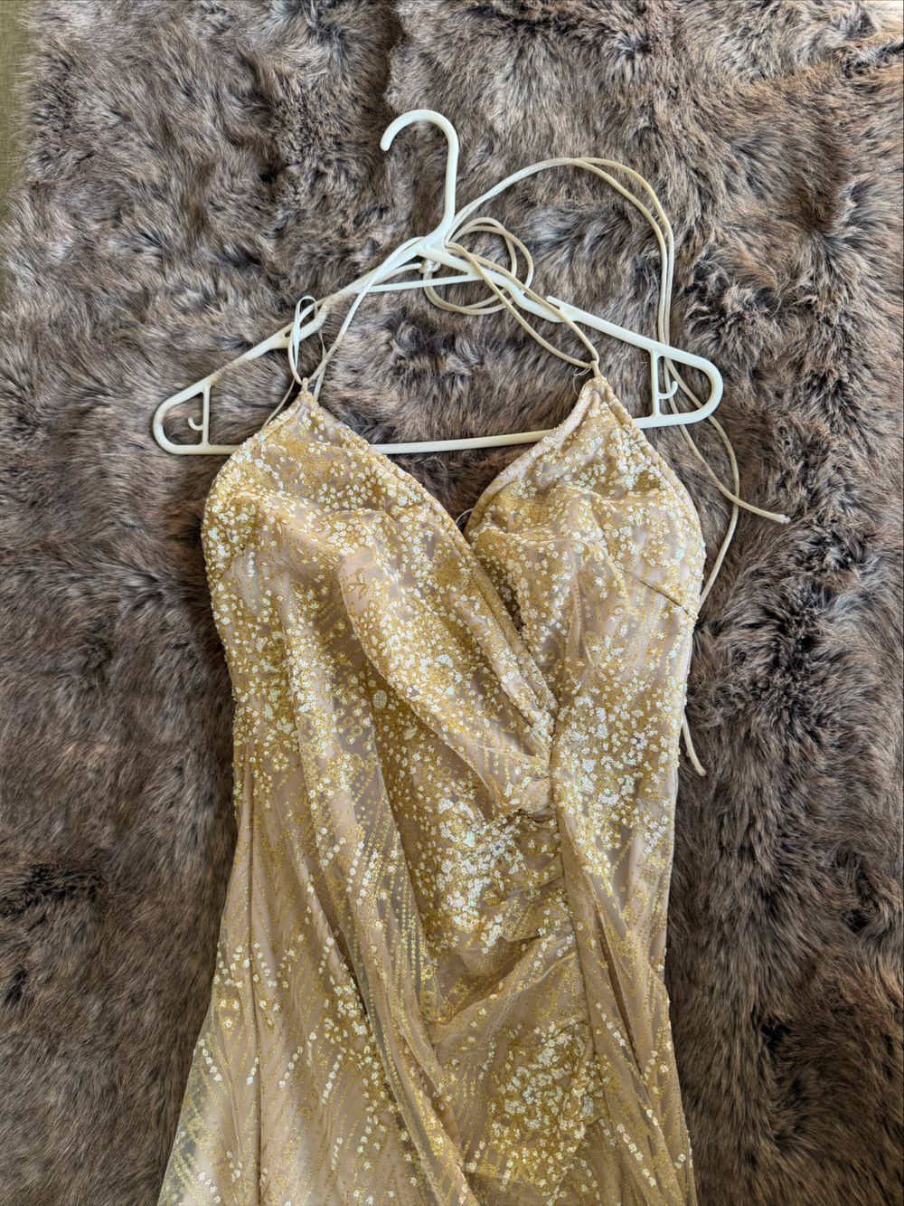Gold Sequin Halter Maxi Dress