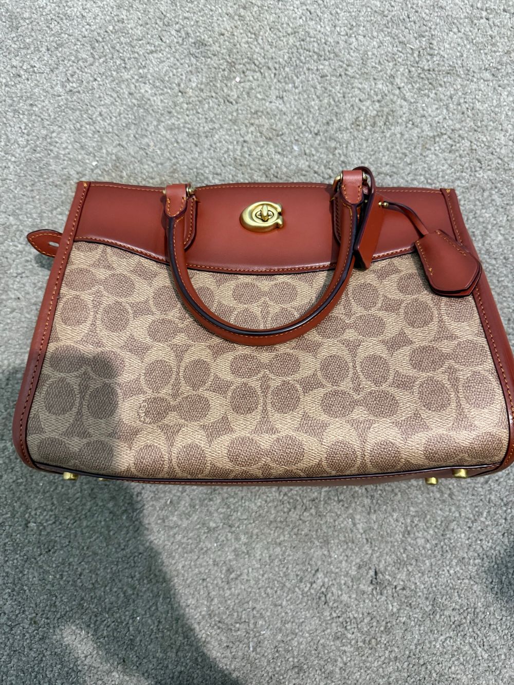 COACH Brown Signature Canvas And Leather Top Handle Handbag