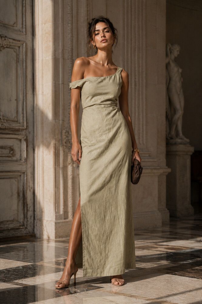 sir tamara linen dress SIR. Tamara Tie Midi Dress
