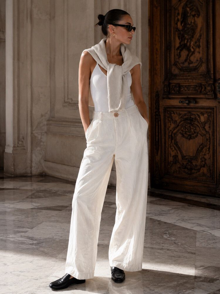 & Other Stories Wide Leg Trousers – Cream / Ivory – EUR 34/ NZ 6-8