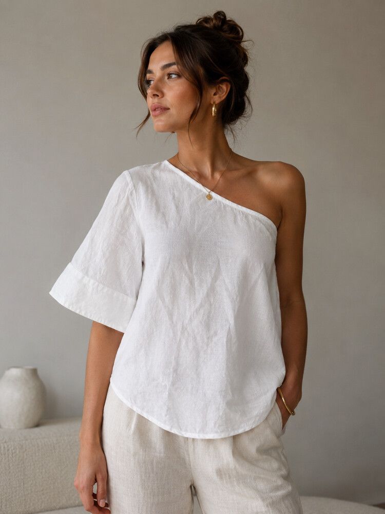 Georgia Alice One Shoulder Linen Top – Size 10