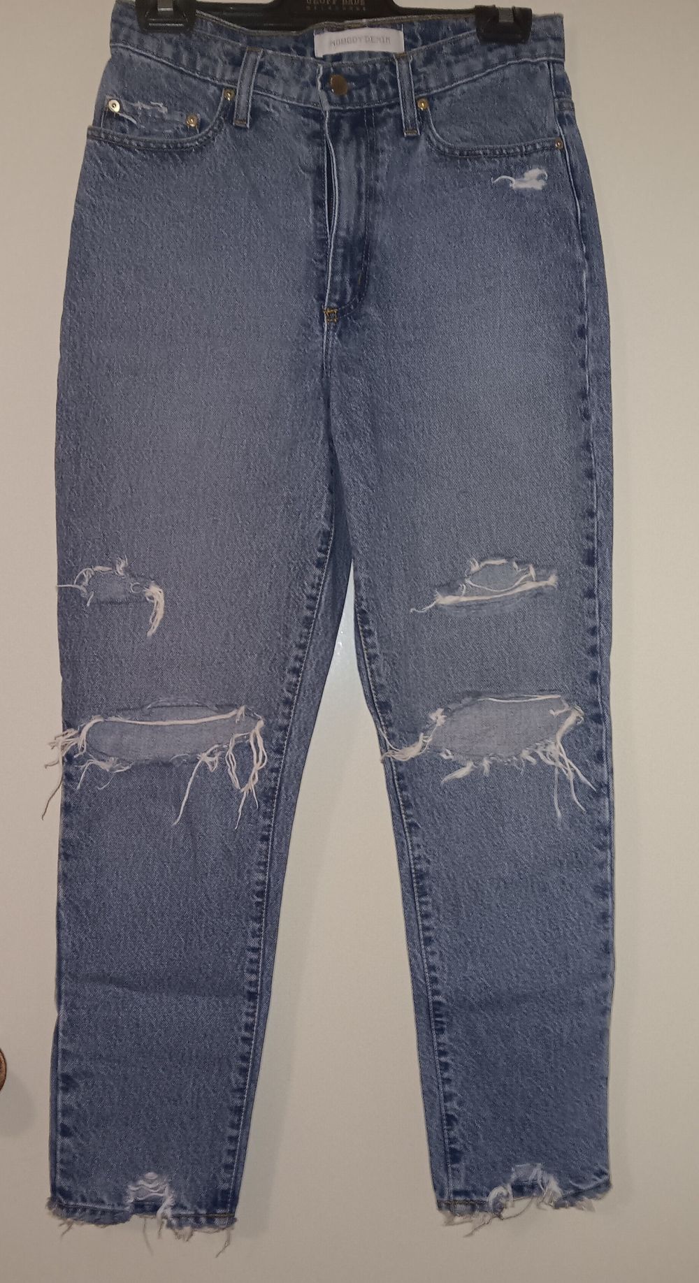 Nobody Denim High Rise Slim Fit Ankle Length Besette Distressed Denim Jean  Size 26