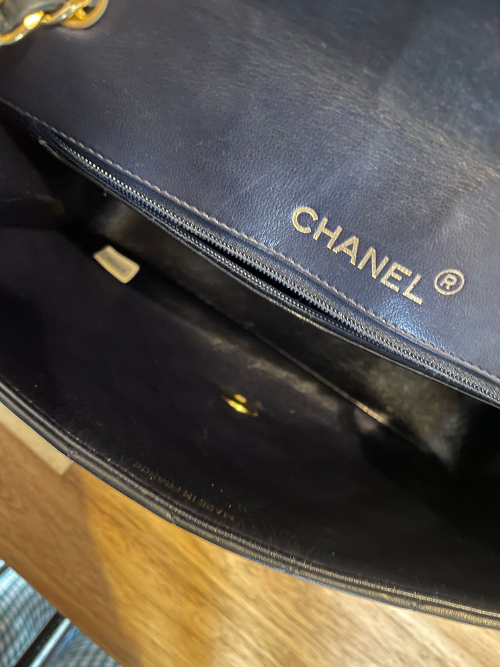 Chanel half moon flap in navy