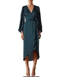 Emerald Polka Dot Wrap Dress