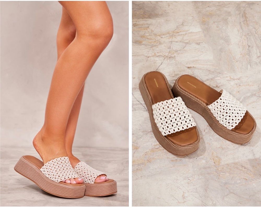 PRETTYLITTLETHING Beige Platform Sandals