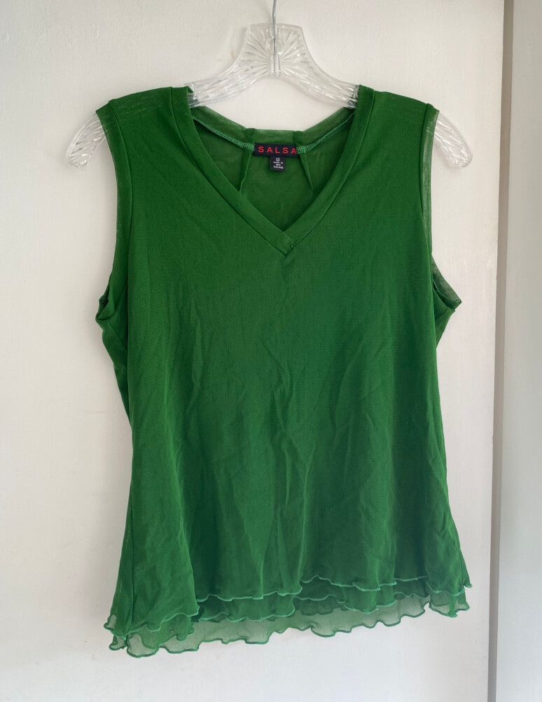 Vintage Green Sleeveless Top made in NZ