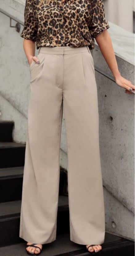 Storm Beige Suit Pants Buckle Detail Size 6