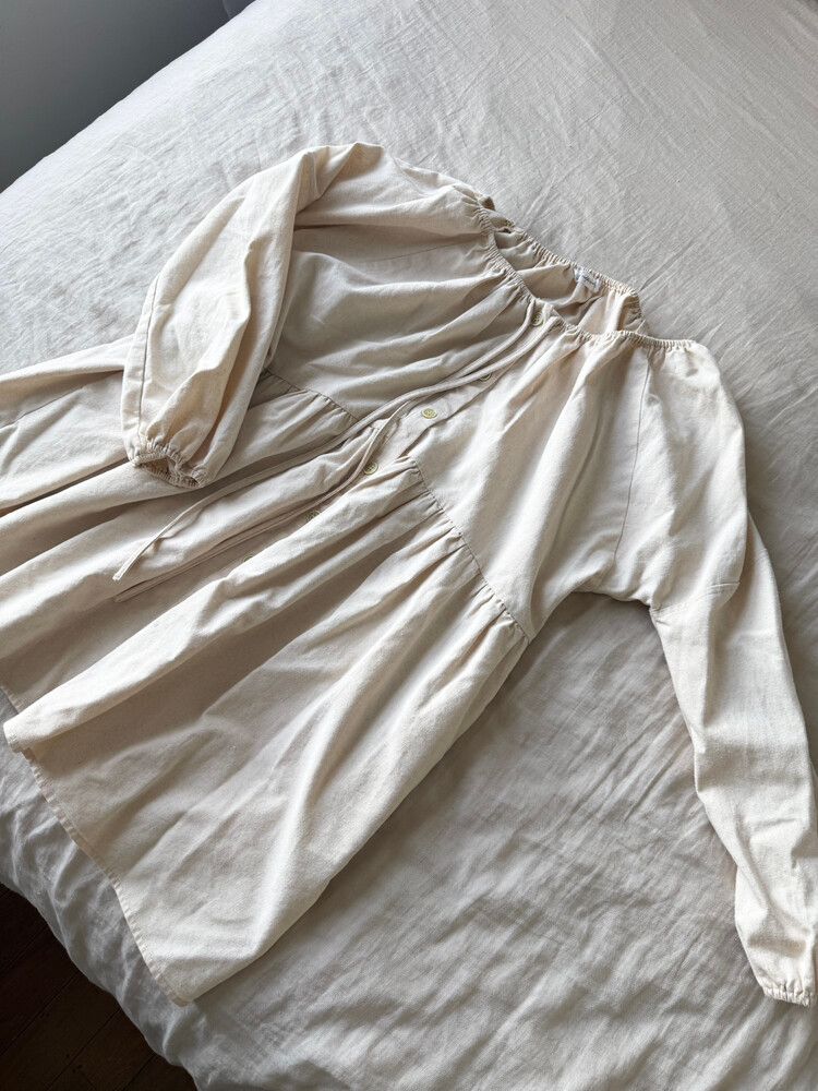 Long Sleeved Beige Dress