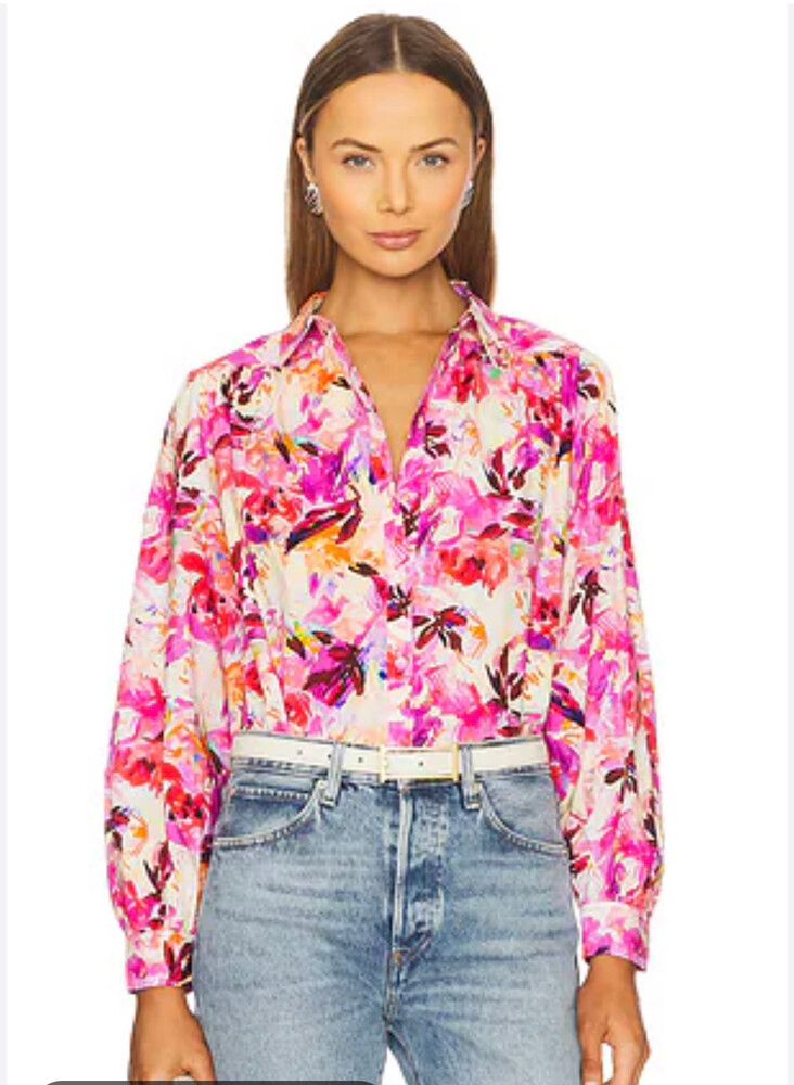 Ulla Johnson Blouse in the vibrant, multi-colored Azalea abstract floral print