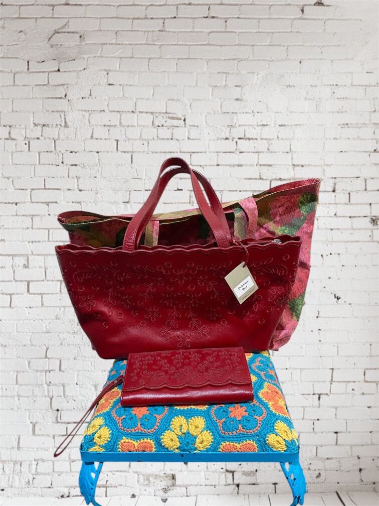 Briarwood Pebbles Red Leather Handbag & Wallet Set – BNWT + Duster Bag