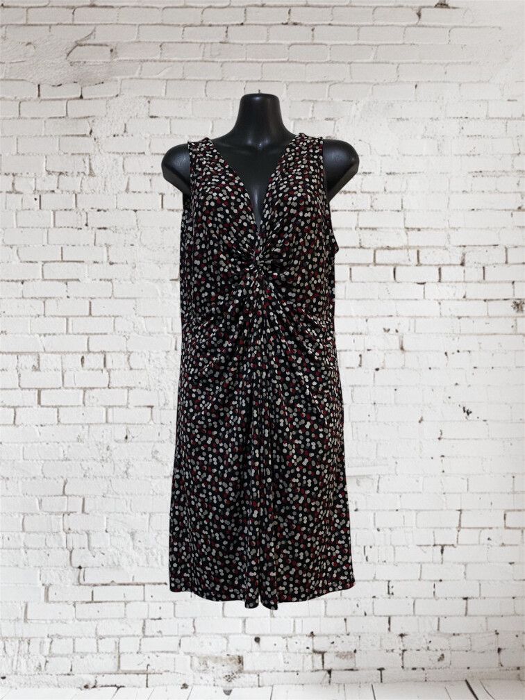 Wild South Ruched Front Sleeveless Dress – Black Print (Size 14)