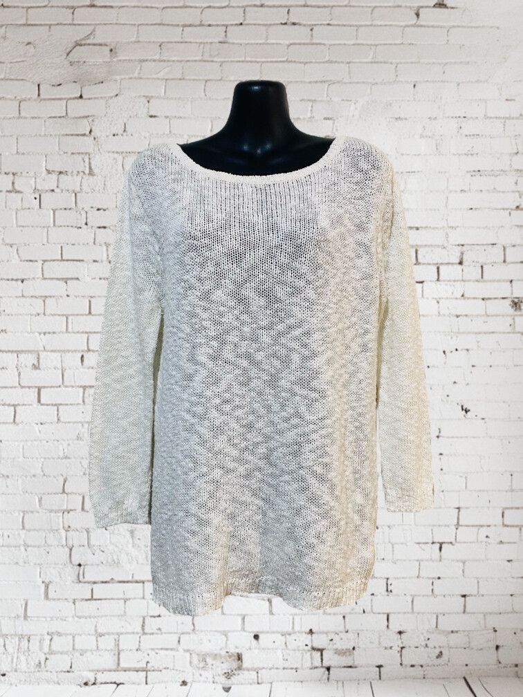 Joe Fresh White Knit Jumper – Size L – 100% Cotton Blend, Lightweight & Relaxed